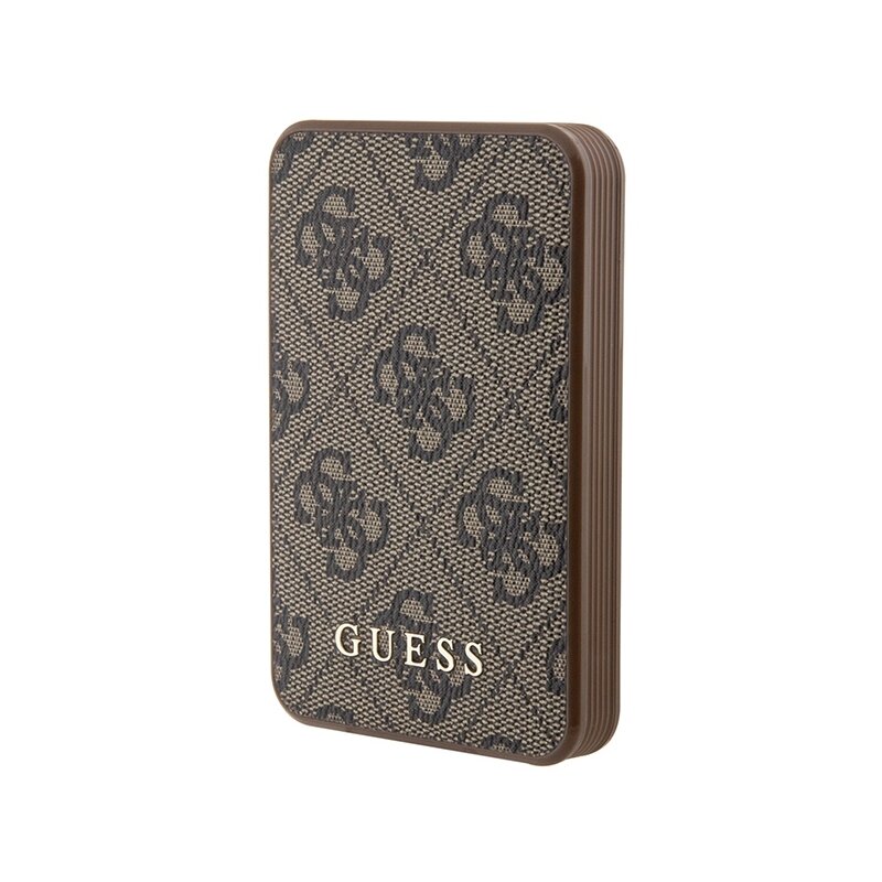 Powerbank GUESS 4G Leather Metal Logo 5000 mAh 15W Brązowy