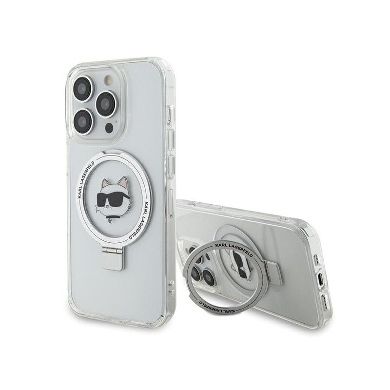 Etui KARL LAGERFELD Ring Stand Choupette Head MagSafe do Apple iPhone 15 Pro Max Biały