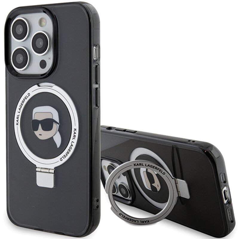 Etui KARL LAGERFELD Ring Stand do Apple iPhone 15 Pro Czarny