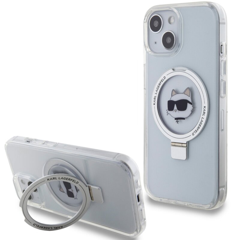 Etui KARL LAGERFELD Ring Stand Choupette Head Magsafe do Apple iPhone 13/14/15 Biały