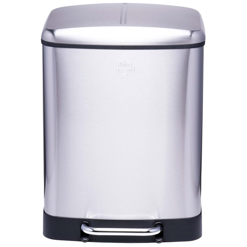 Kosz na śmieci z pedałem DIRT DEVIL ciche zamykanie, przenośny, stal nierdzewna 24L Srebrny