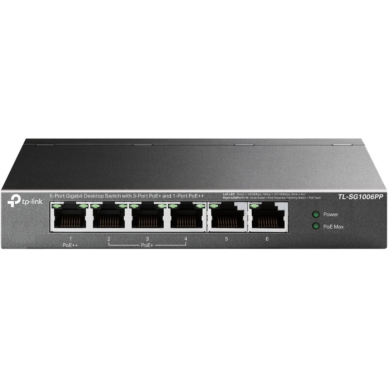 TP-Link 6p TL-SG1006PP (6x10/100/1000Mbit, 3xPoE+, 1xPoE++)