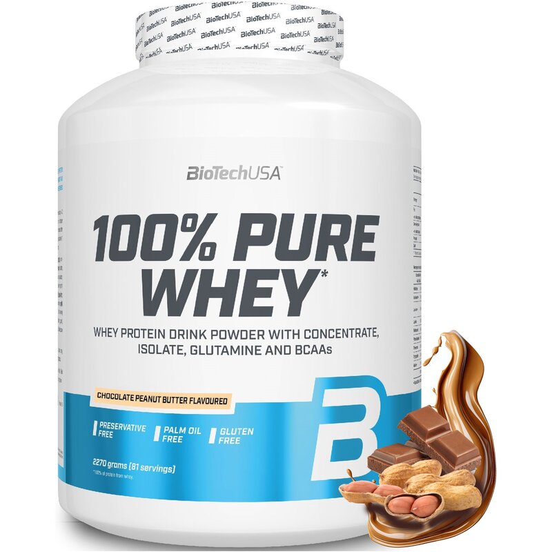 Odżywka białkowa BIOTECH 100 Pure Whey Masło orzechowe z czekoladą (2270 g)