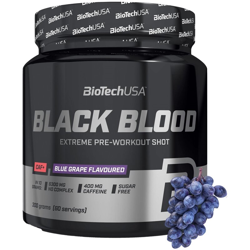 Przedtreningówka BIOTECH Black Blood CAF+ Niebieskie winogrona (300 g)