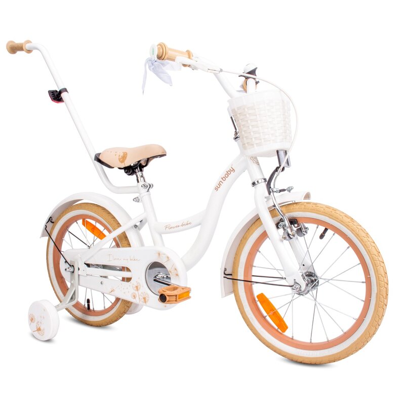 Rower dziecięcy SUN BABY Flower Bike 16 cali Biało-beżowy Wzrost: 100-120 cm Wiek: 4-6 lat