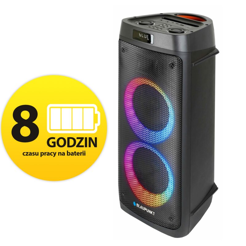 Power Audio BLAUPUNKT PB05DB, 500W, Bluetooth, Bateria 8 godzin, Wejście mikrofonowe i gitarowe, Mikrofon w zestawie