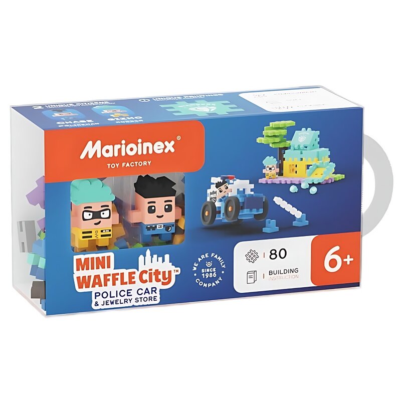 Klocki elastyczne MARIOINEX Mini Waffle Auto policyjne i sklep jubilerski 905913