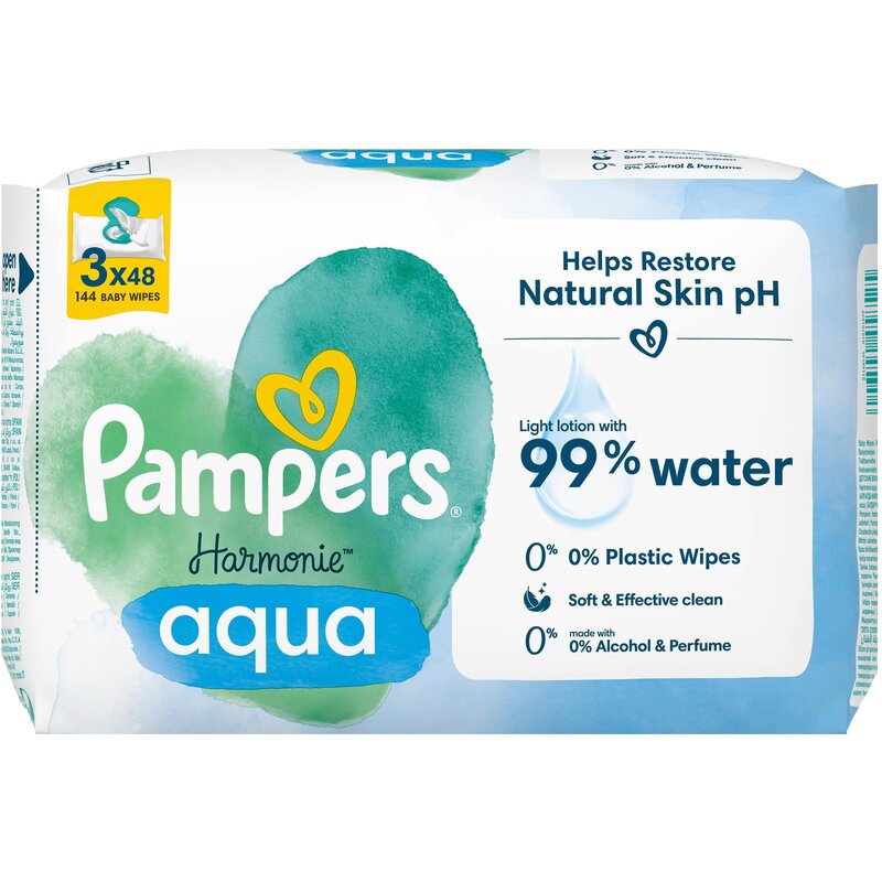 Chusteczki nawilżane PAMPERS Harmonie Aqua (144 szt.)