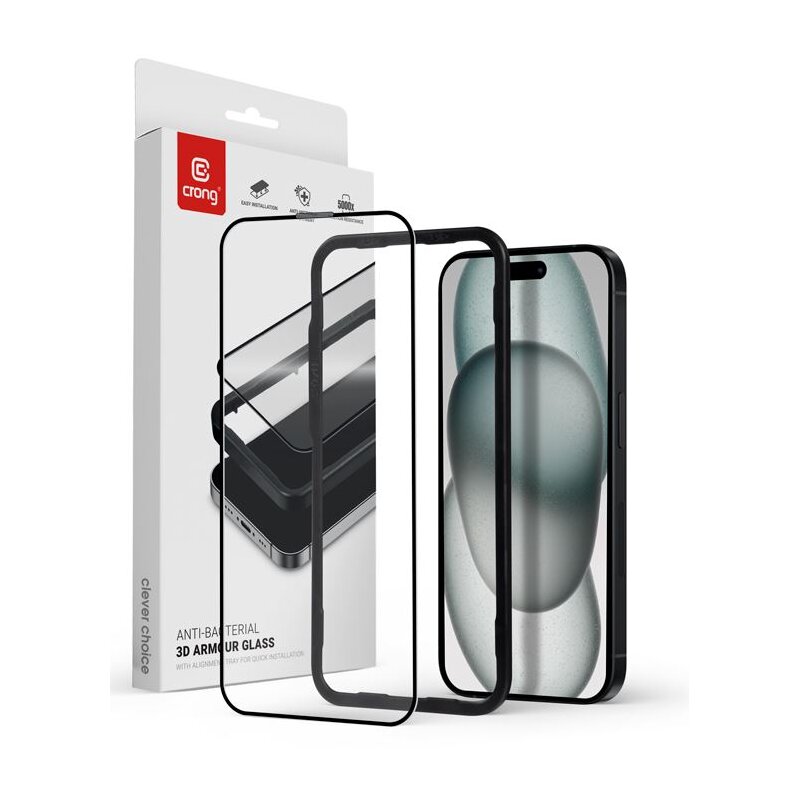 Szkło hartowane CRONG Anti-Bacterial 3D Armour Glass do Apple iPhone 15 Plus/16 Plus