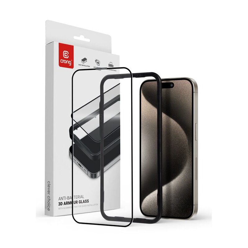 Szkło hartowane CRONG Anti-Bacterial 3D Armour Glass do Apple iPhone 15 Pro