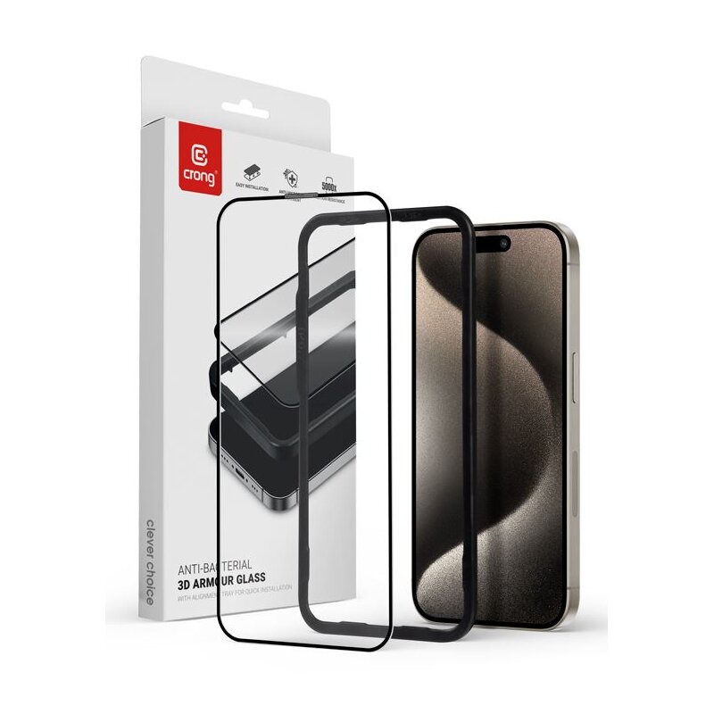 Szkło hartowane CRONG Anti-Bacterial 3D Armour Glass do Apple iPhone 15 Pro Max