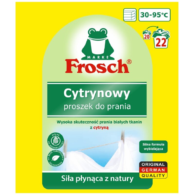 Proszek do prania FROSCH Cytrynowy 1.45 kg do białych tkanin