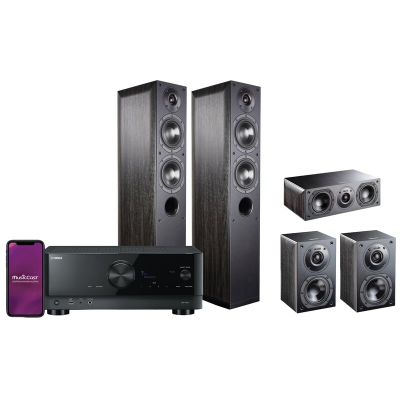 Zestaw Kina Domowego YAMAHA MusicCast RX-V4A Czarny 5.2-kanałowy + Kolumny Głośnikowe INDIANA LINE Nota 550X/740X/240X CZarne 8K