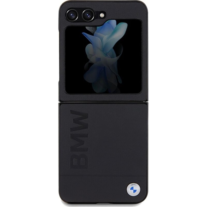Etui BMW Leather Hot Stamp do Samsung Galaxy Z Flip 5 Czarny