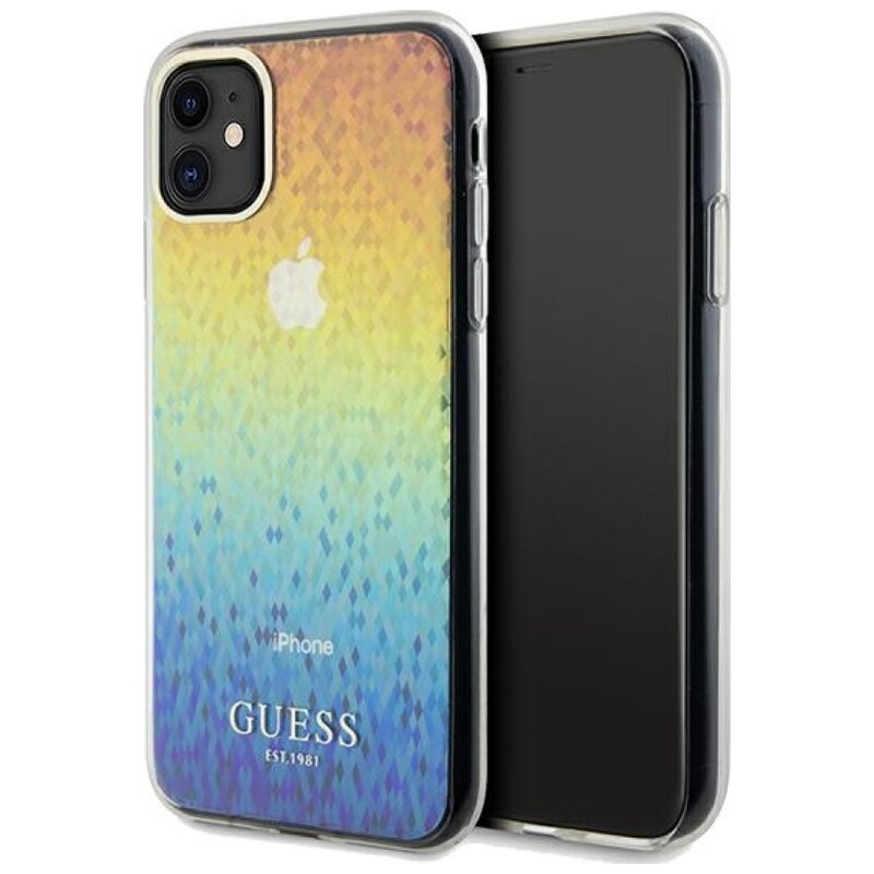 Etui GUESS IML Faceted Mirror Disco Iridescent do Apple iPhone 11/Xr Wielokolorowy