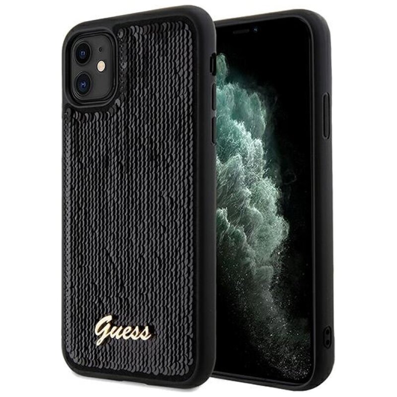 Etui GUESS Sequin Script Metal do Apple iPhone 11/Xr Czarny