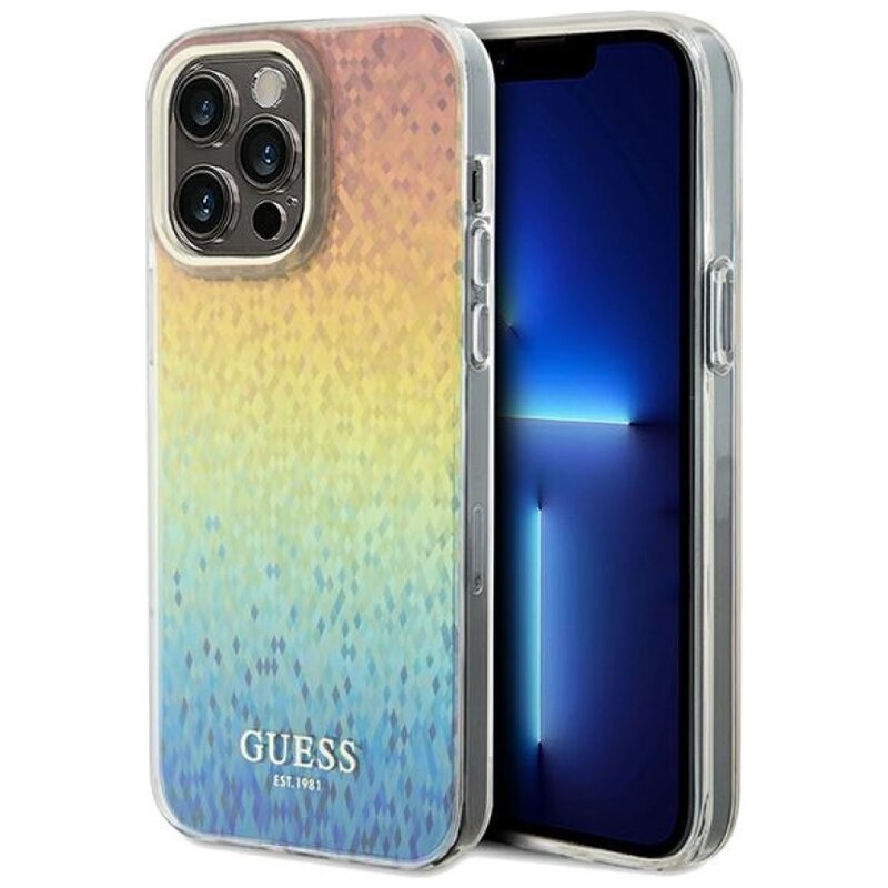 Etui GUESS IML Faceted Mirror Disco Iridescent do Apple iPhone 13 Pro Wielokolorowy