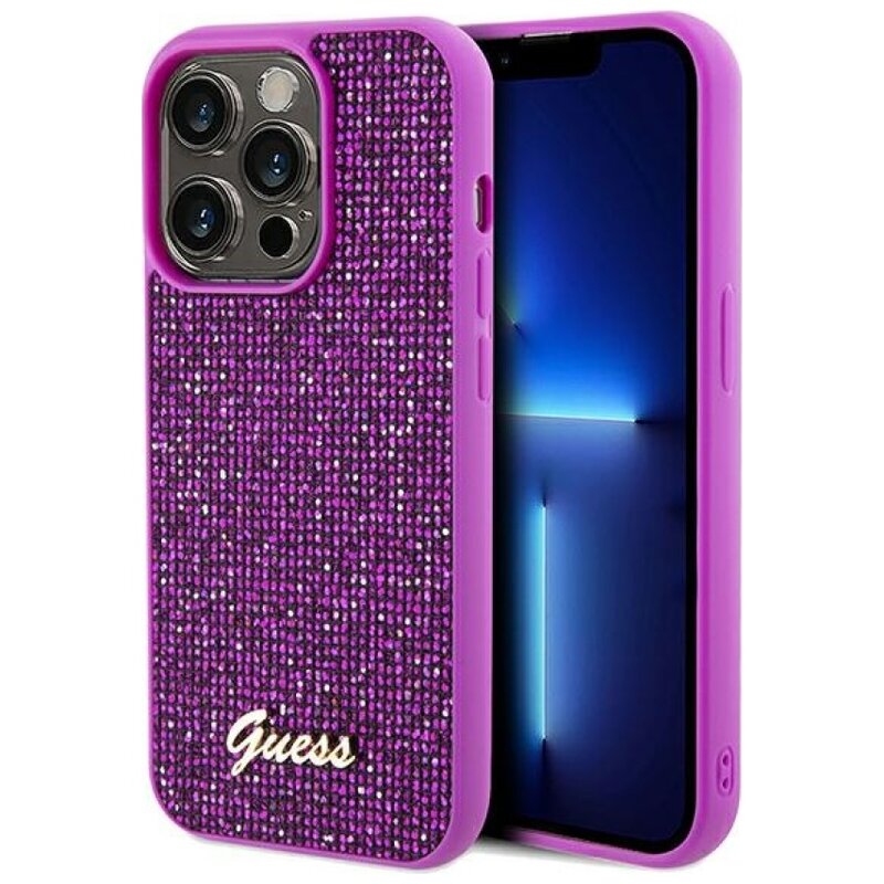 Etui GUESS Disco Metal Script do Apple iPhone 14 Pro Fuksja