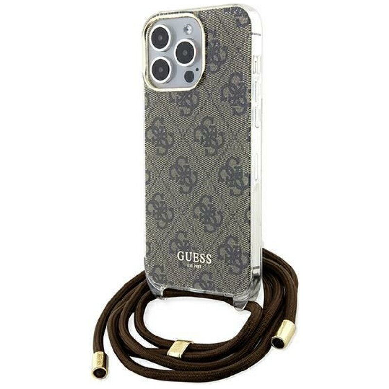 Etui GUESS Crossbody Cord 4G Print do Apple iPhone 15 Pro Max Brązowy