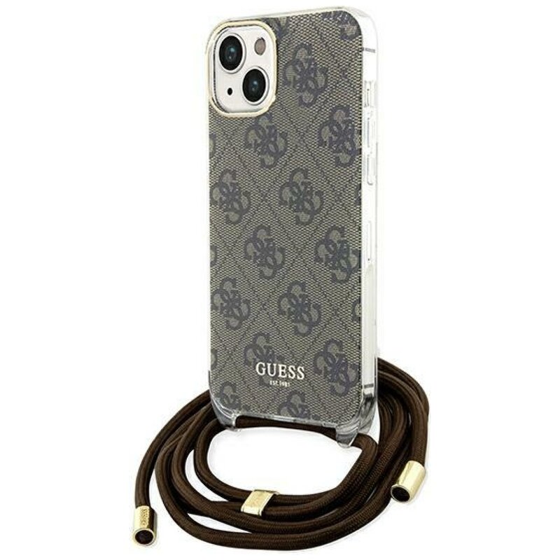 Guess Crossbody Cord 4G Print GUHCP15SHC4SEW do iPhone 15/14/13 Brązowy