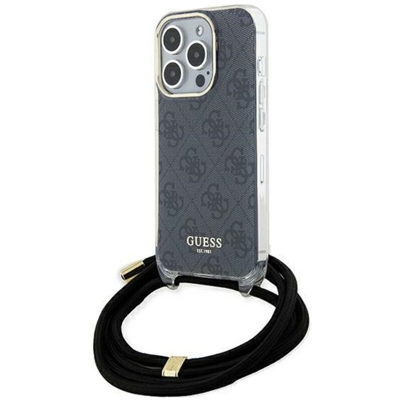 Etui GUESS Crossbody Cord 4G Print do Apple iPhone 15 Pro Max Czarny
