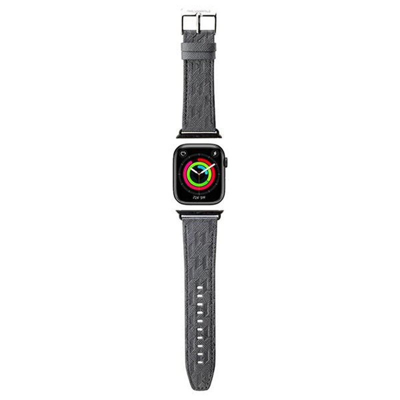 Pasek KARL LAGERFELD Saffiano Monogram do Apple Watch do koperty 38/40/41mm Srebrny