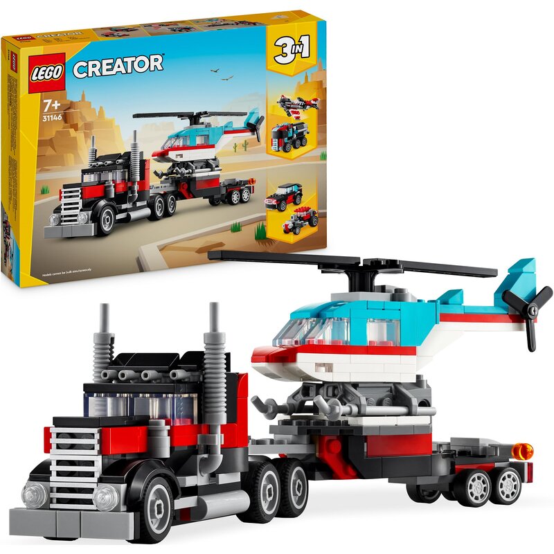 LEGO 31146 Creator Ciężarówka z platformą i helikopterem 3w1