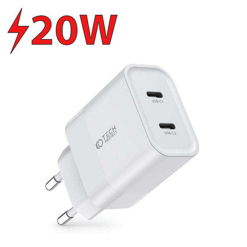 Ładowarka sieciowa TECH-PROTECT C20W 20W Biały ładowarka do telefonu USB-C