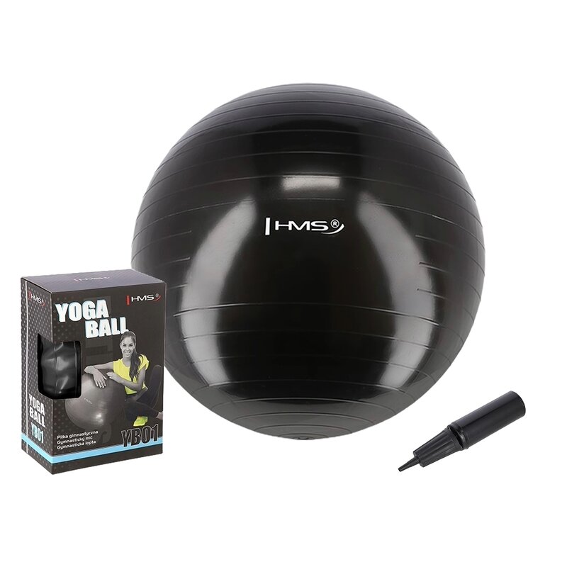 Piłka gimnastyczna HMS YB01N Czarny (55 cm)