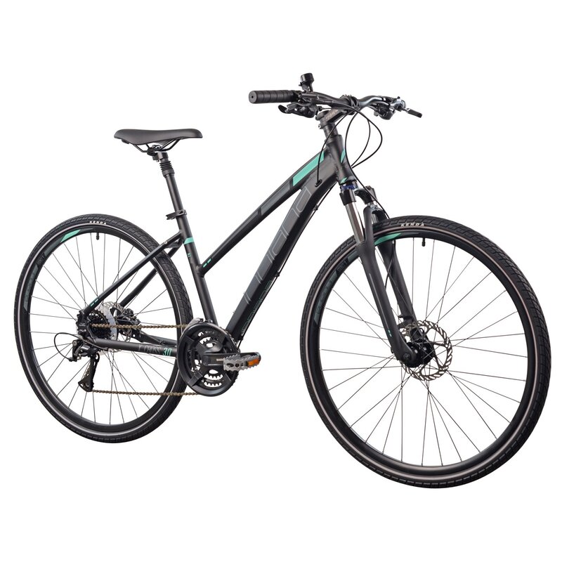 Rower crossowy INDIANA X-Cross 3.0 D21 damski Czarno-turkusowy 2024