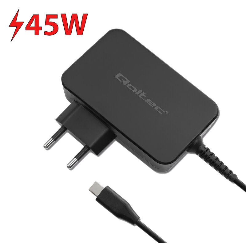 Qoltec GaN Power Pro USB-C 45W Czarny