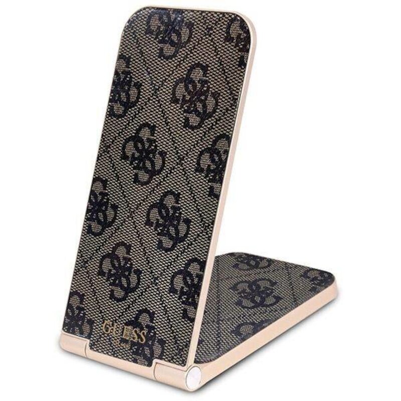 Ładowarka indukcyjna GUESS 4G Pattern  2w1 15W Brązowy MagSafe