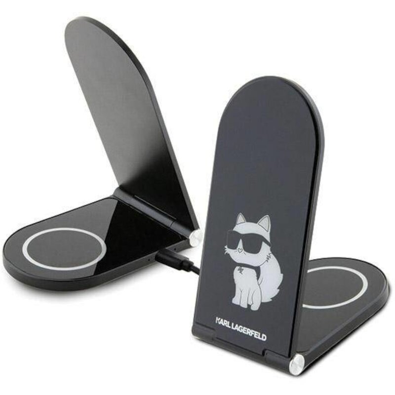 Ładowarka indukcyjna KARL LAGERFELD 2w1 Choupette  15W Czarny MagSafe