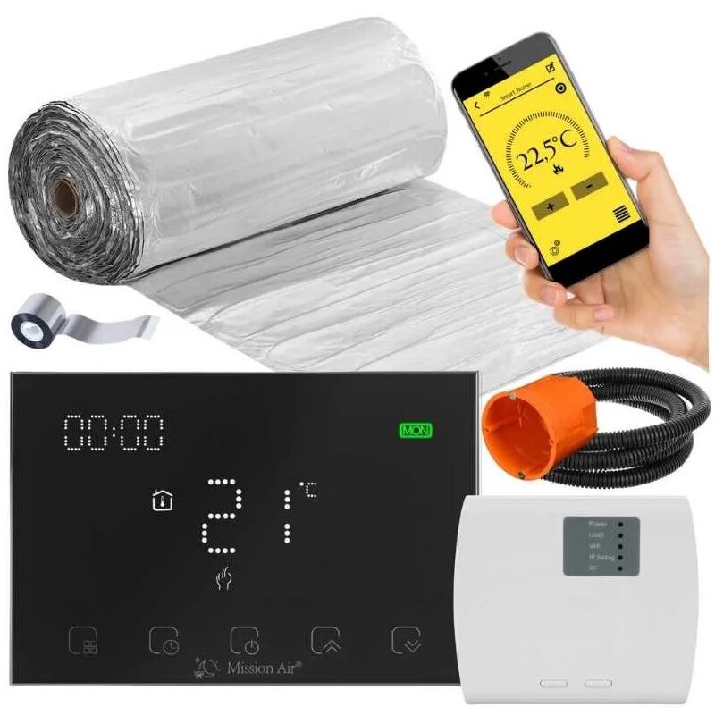 Mata grzewcza pod panele MISSION AIR MAL-160 W/m² 9m² (18 m x 50 cm) + regulator Gemini Czarny WiFi