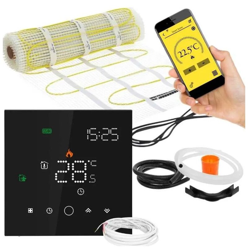 Mata grzewcza pod płytki MISSION AIR MA-160W/m 16 m² (32mb x 50cm) + regulator Leo Czarny WiFi