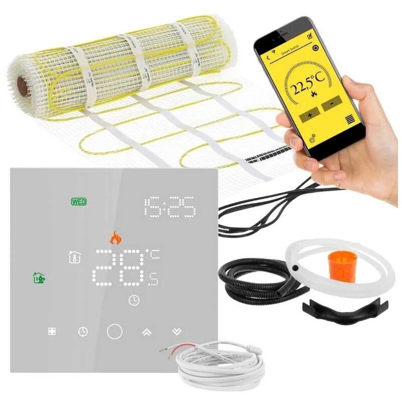 Mata grzewcza pod płytki MISSION AIR MA-160W/m 10 m² (20 m x 50 cm) + regulator Leo Biały WiFi