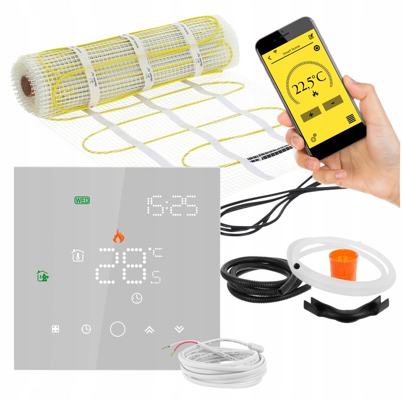 Mata grzewcza pod płytki MISSION AIR MA-160W/m2 9m² (18mb x 50cm) + regulator Leo Biały Wi-Fi