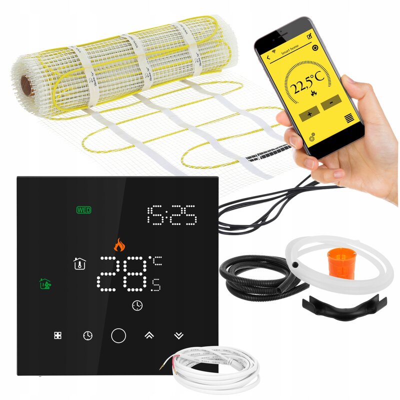 Mata grzewcza pod płytki MISSION AIR MA-160W/m2 2m² (4mb x 50cm) + regulator Leo Czarny Wi-Fi