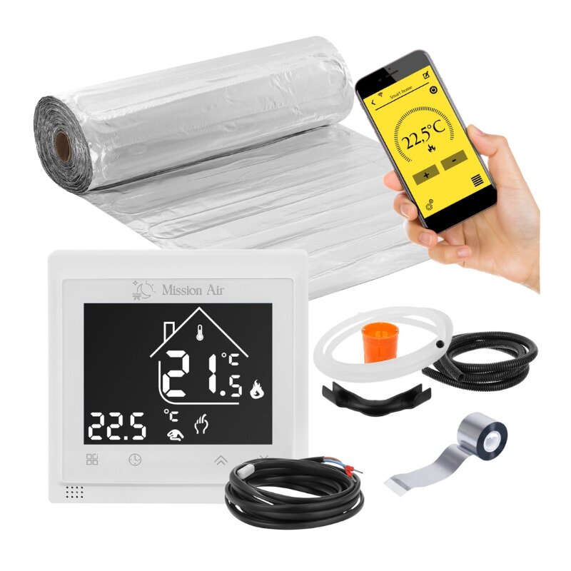 Mata grzewcza pod panele MISSION AIR MAL-160W/m² 8m² (16mb x 50cm) + regulator Libra Biały WiFi