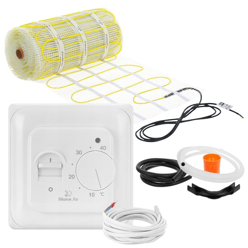 Mata grzewcza pod płytki MISSION AIR MA-160W/m² 3.5m² (7mb x 50cm) + regulator Aries Biały