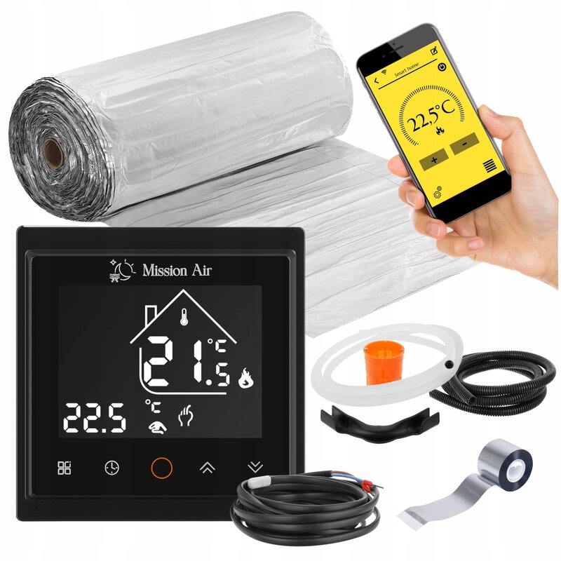 Mata grzewcza pod panele MISSION AIR MAL-160W/m2 8m² (16mb x 50cm) + regulator Libra Czarny WiFi