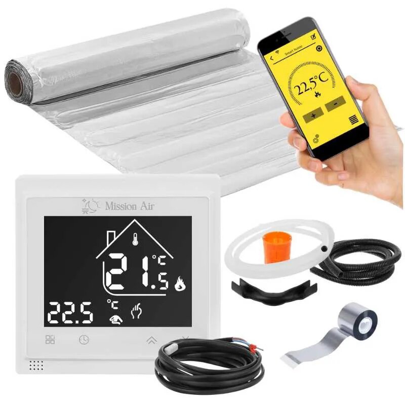 Mata grzewcza pod panele MISSION AIR MAL-160W/m² 3m² (6mb x 50cm) + regulator Libra Biały WiFi
