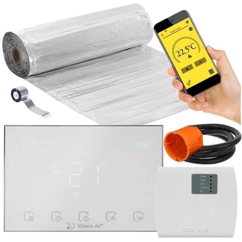 Mata grzewcza pod panele MISSION AIR MAL-160W/m² 3.5m² (7mb x 50cm) + regulator Gemini Biały WiFi