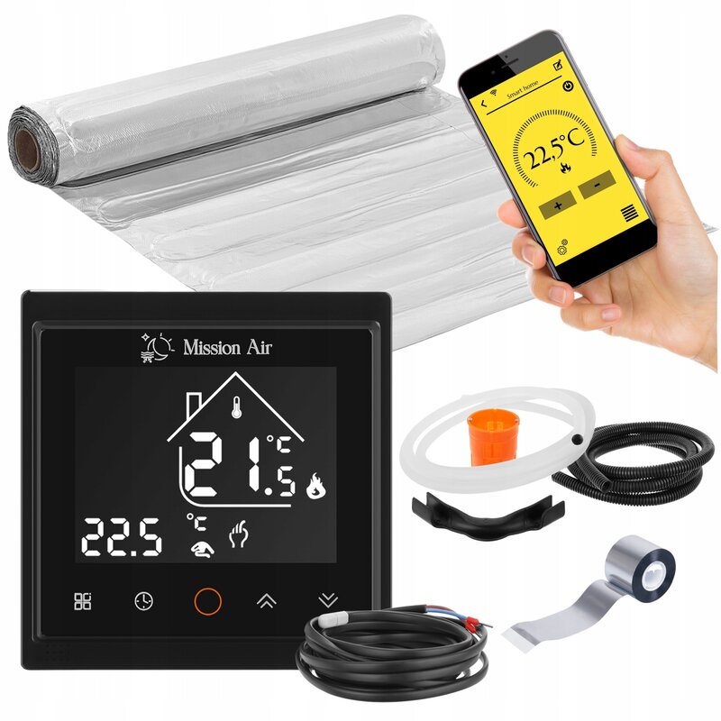 Mata grzewcza pod panele MISSION AIR MAL-160W/m2 1m2 (2mb x 50cm) + regulator Libra Czarny WiFi