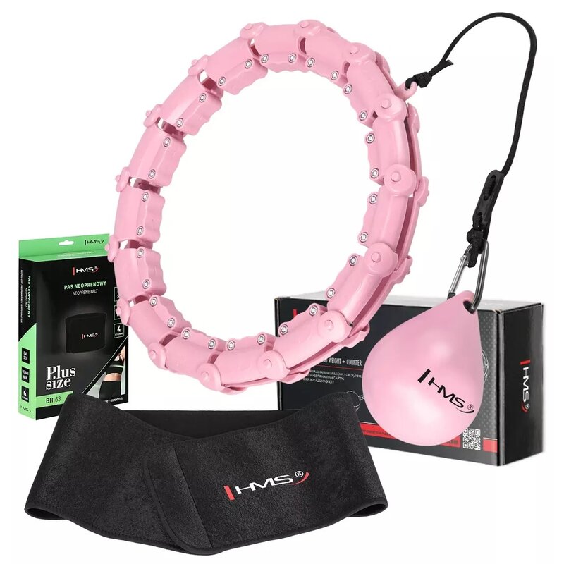 Hula hop HMS Plus Size HHW11 Różowy + pas wyszczuplający BR163 Czarny