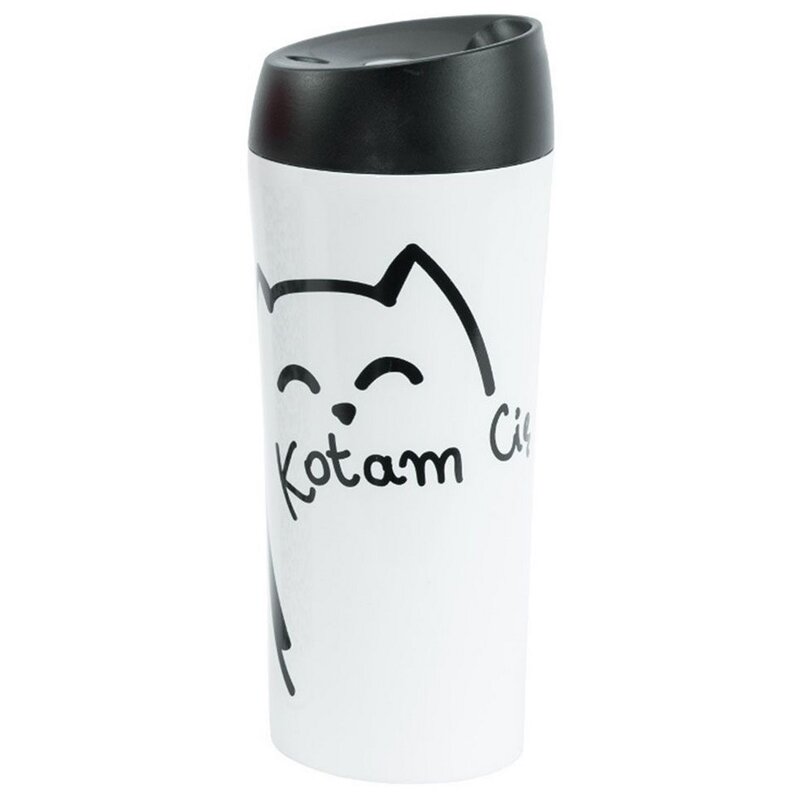 Kubek termiczny AMBITION Love Kotam Cię Biało-czarny 400 ml