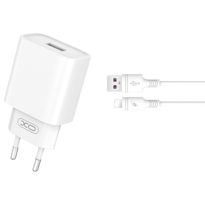 Ładowarka sieciowa XO CE02D QC 3.0 18W Biały ładowarka do telefonu USB + kabel