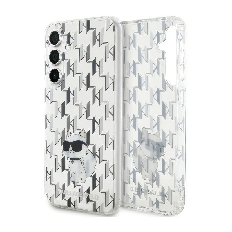 Etui KARL LAGERFELD Monogram Choupette do Samsung Galaxy S23 FE Przezroczysty