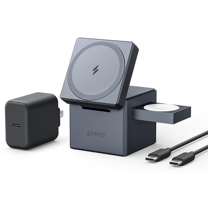 Anker 3w1 CUBE MagSafe 15W Szary