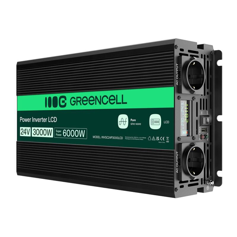 Przetwornica GREENCELL INVGC24P3000LCD 24V/230V 3000W/6000W